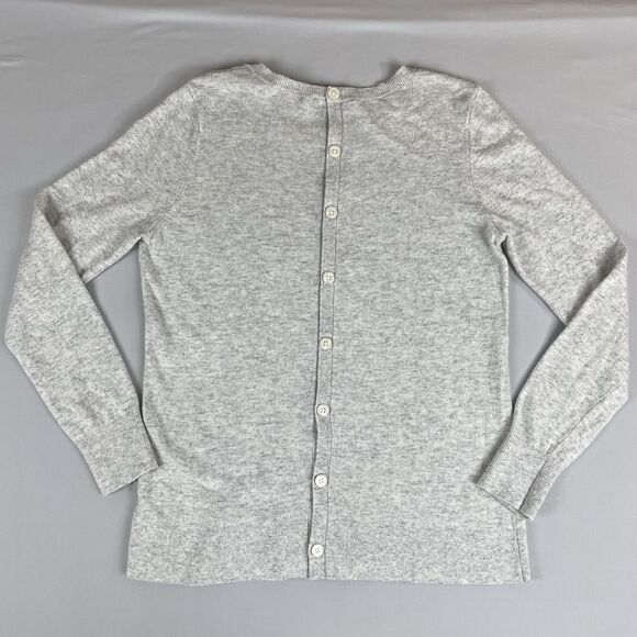 ANN TAYLOR LOFT Long Sleeve Button Back Sweater Women’s Med Light Grey Academia - Picture 13 of 13